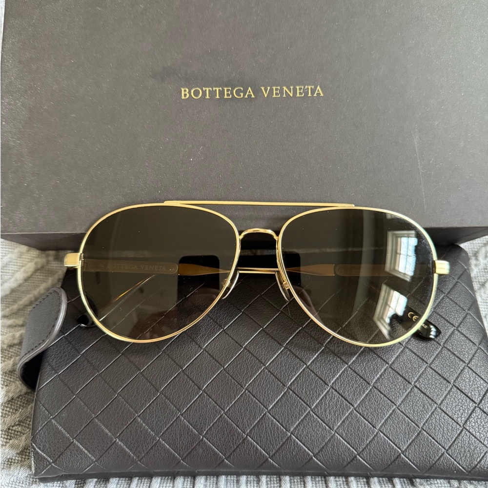 Bottega Veneta Gold Aviator Sunglasses